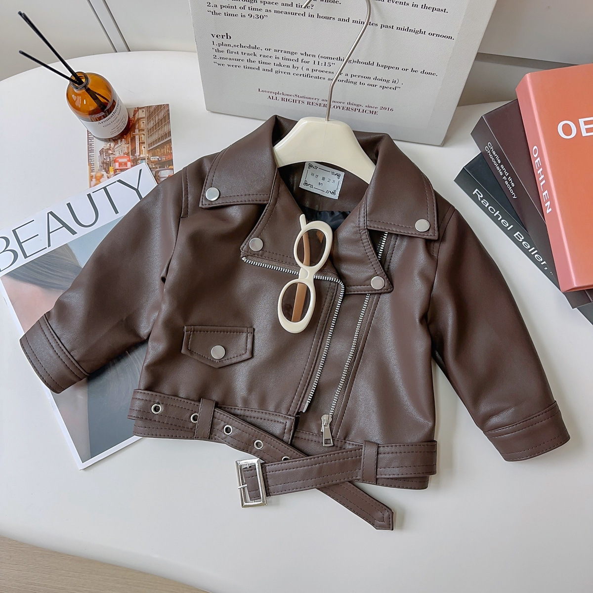 Корейская кожаная куртка для девочек весна-осень новый модный жакет короткая кожаная куртка для мотоцикла Aqb009