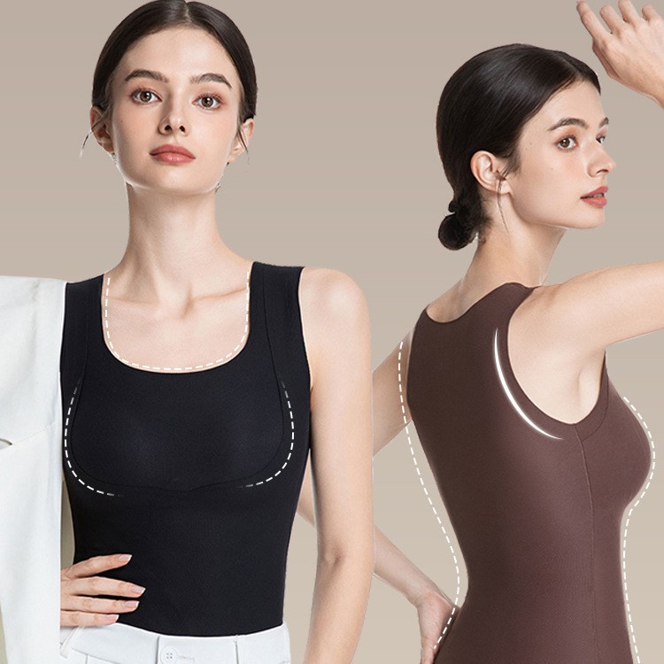 [Small Stove] Heart-Warming Time Machine Thermal Vest Underwear Women's New Style Comes with Breast Pad Seamless Slimming