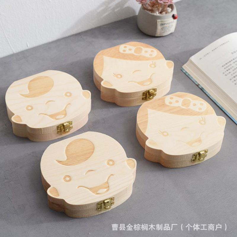 Деревянная коробка для хранения молочных зубов, коробка для сбора волос и пуповины с откидной крышкой