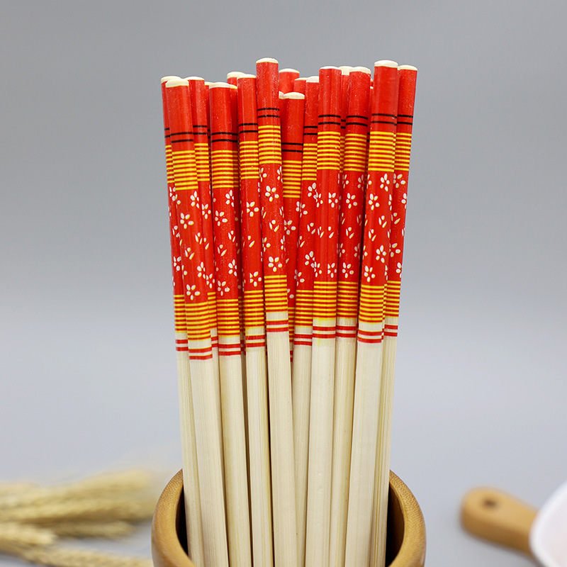 Factory Disposable Safflower Blue and White Porcelain Chopsticks Wedding Chopsticks Wedding Chopsticks OPP Individual Package Printed Bamboo Chopsticks