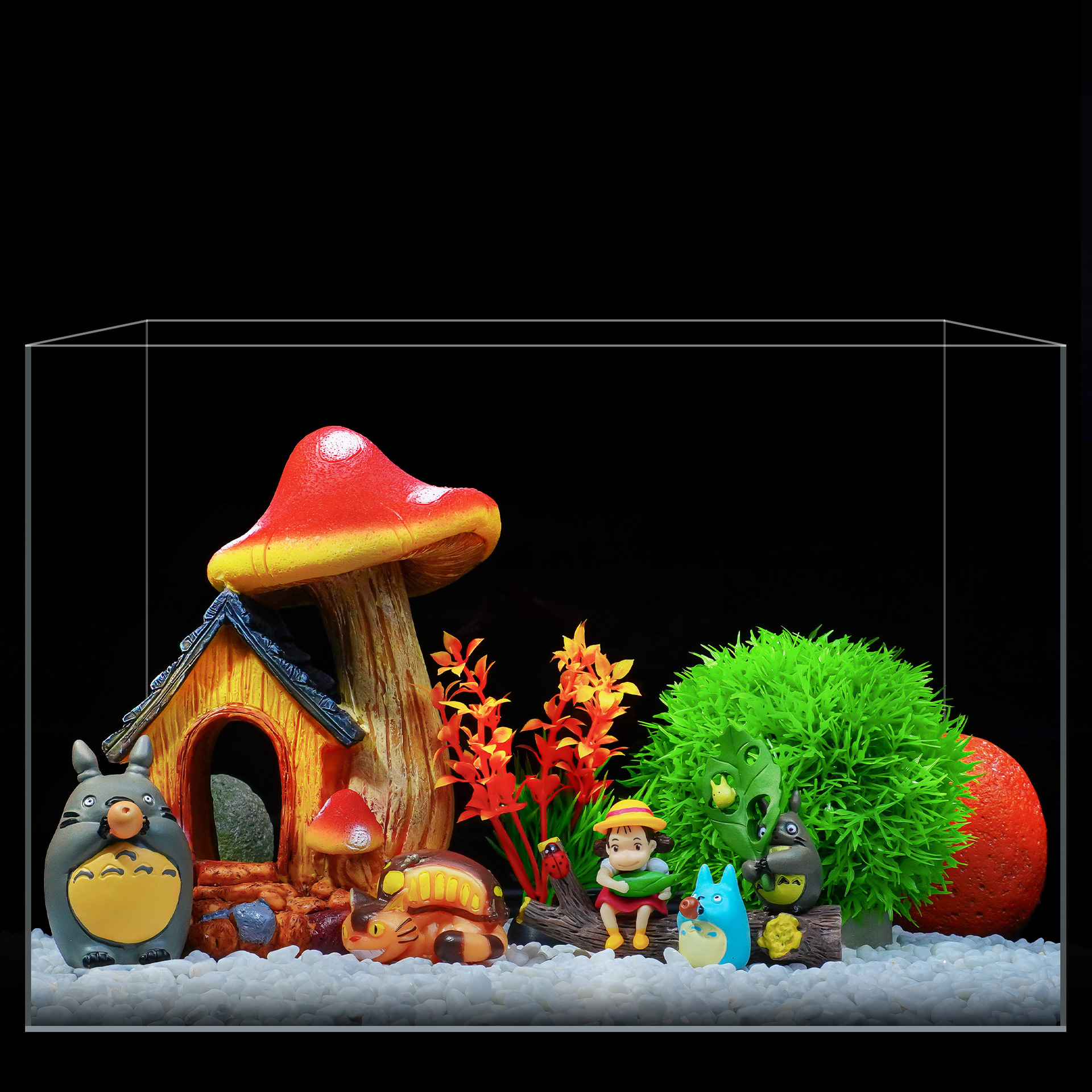 Fish Tank Landscaping Chinchilla Branch Plum Landscaping Ornaments Set Miyazaki Hayao Ladybug Series Micro Landscape Fish Tank Ornaments