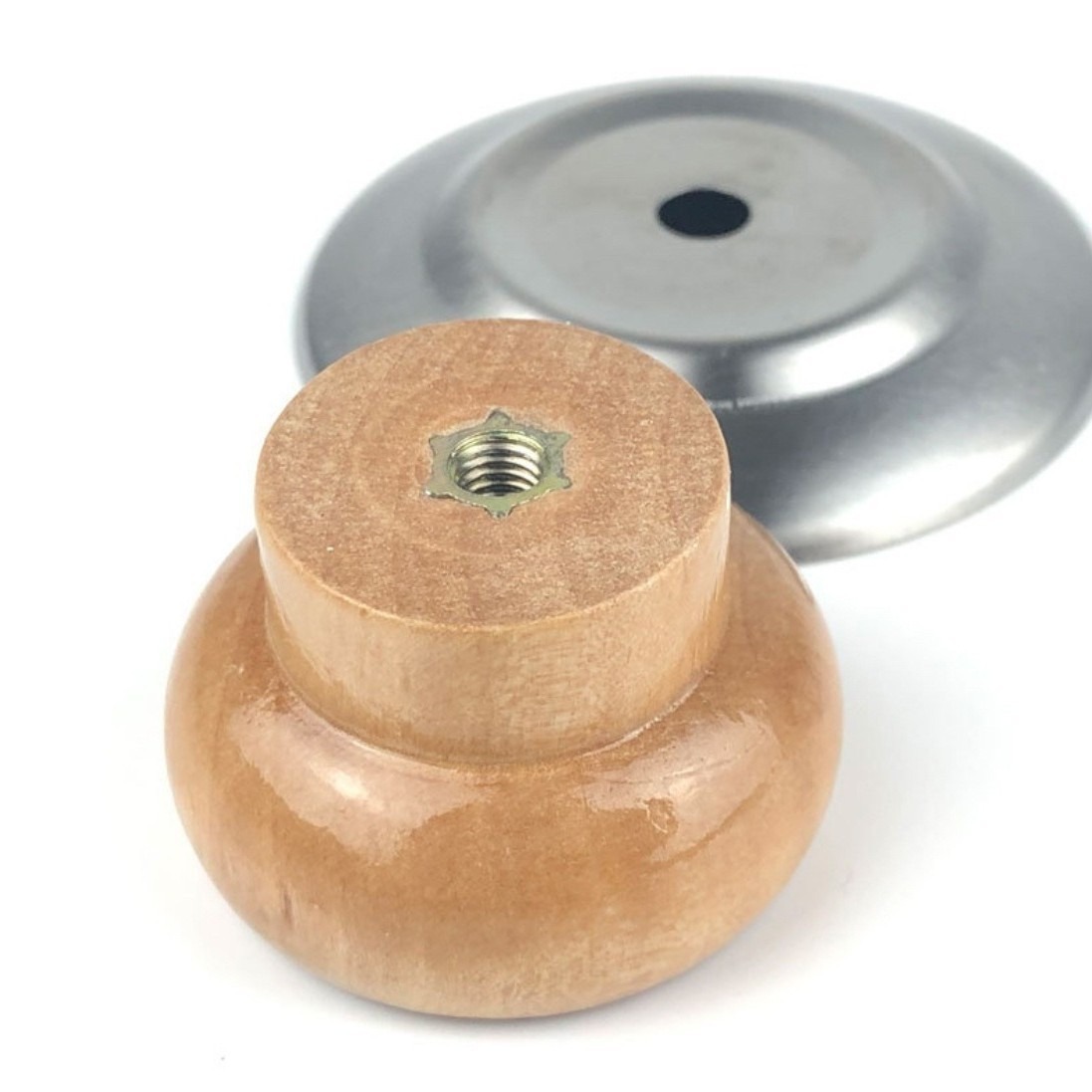 Factory Direct Sales Solid Wood Pot Lid Cap Pot Lid Handle Universal Kitchen Supplies Stainless Steel Pot Lid Button