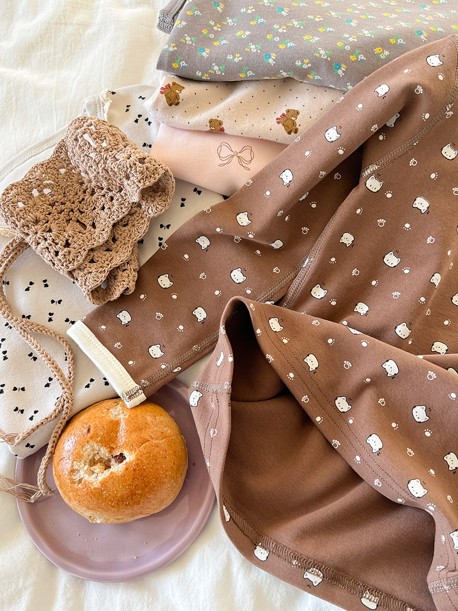 Children's Pajamas Class a Pure Cotton Boneless 280g Wool Pull-Up Home Clothes Boys and Girls Baby Cartoon Intimates Set