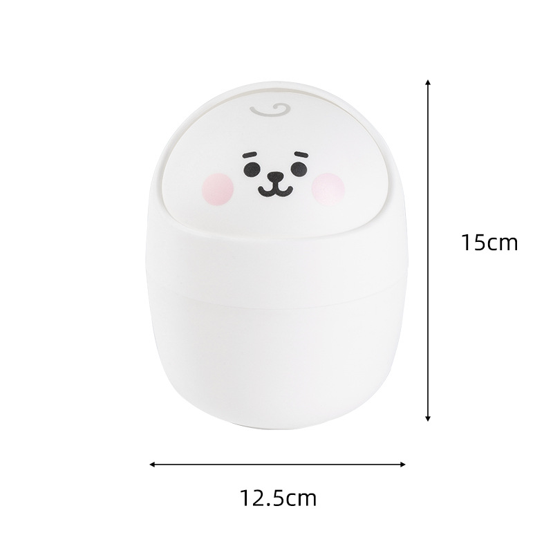 DC2296 Desktop Small Doll Trash Bin Household Bedroom Bedside Desk with Lid Mini Trash Bin