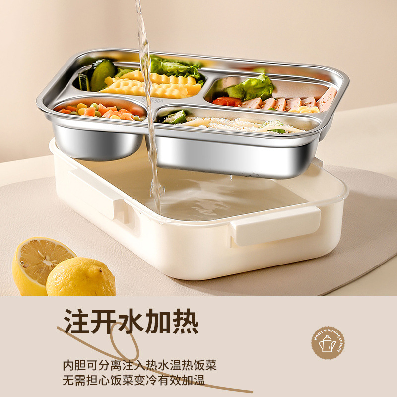 Cross-border students stainless steel insulated lunch box for office workers and children can be heated by microwave oven with lid