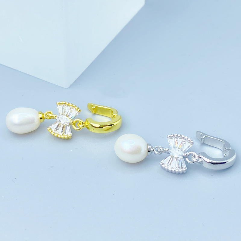 Natural Freshwater Pearl Jewelry Set with Ear Hooks and Pendants for Women, 2025 New Spring Light Luxury Design, Supports Re-Inspection