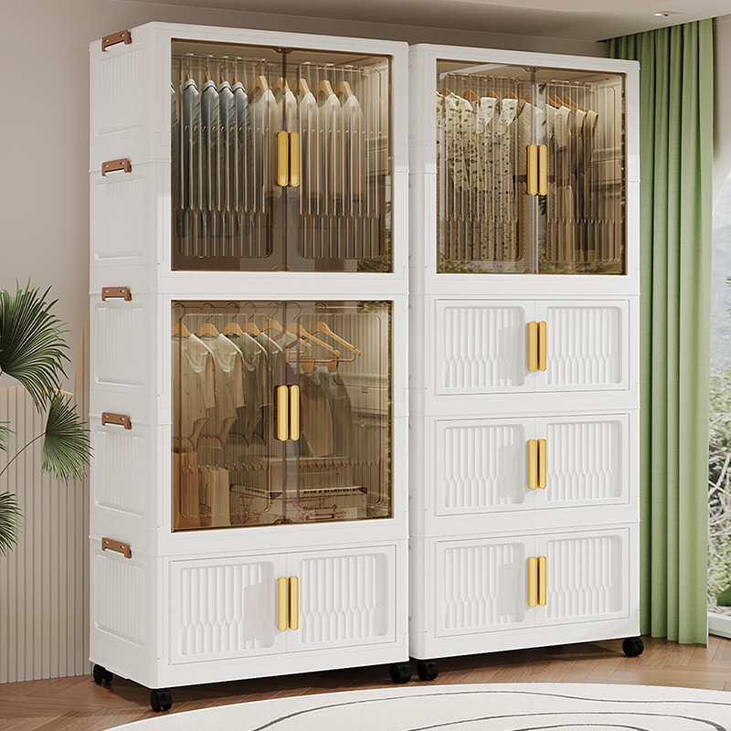 55 Installation-Free Thickeneded Clothes Hanging Foldableing Storage Cabinet Home Bedroom Layered Kidsren's Clothes Storage Cabinet