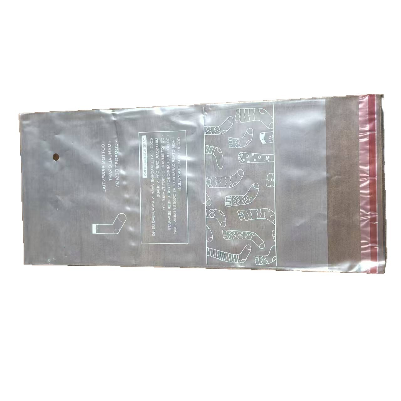 In-Stock Pe High-Pressure Adhesive Bags for Socks, Unisex Children's Socks, Transparent Full English Socks, Individually Packaged Self-Adhesive Bags
