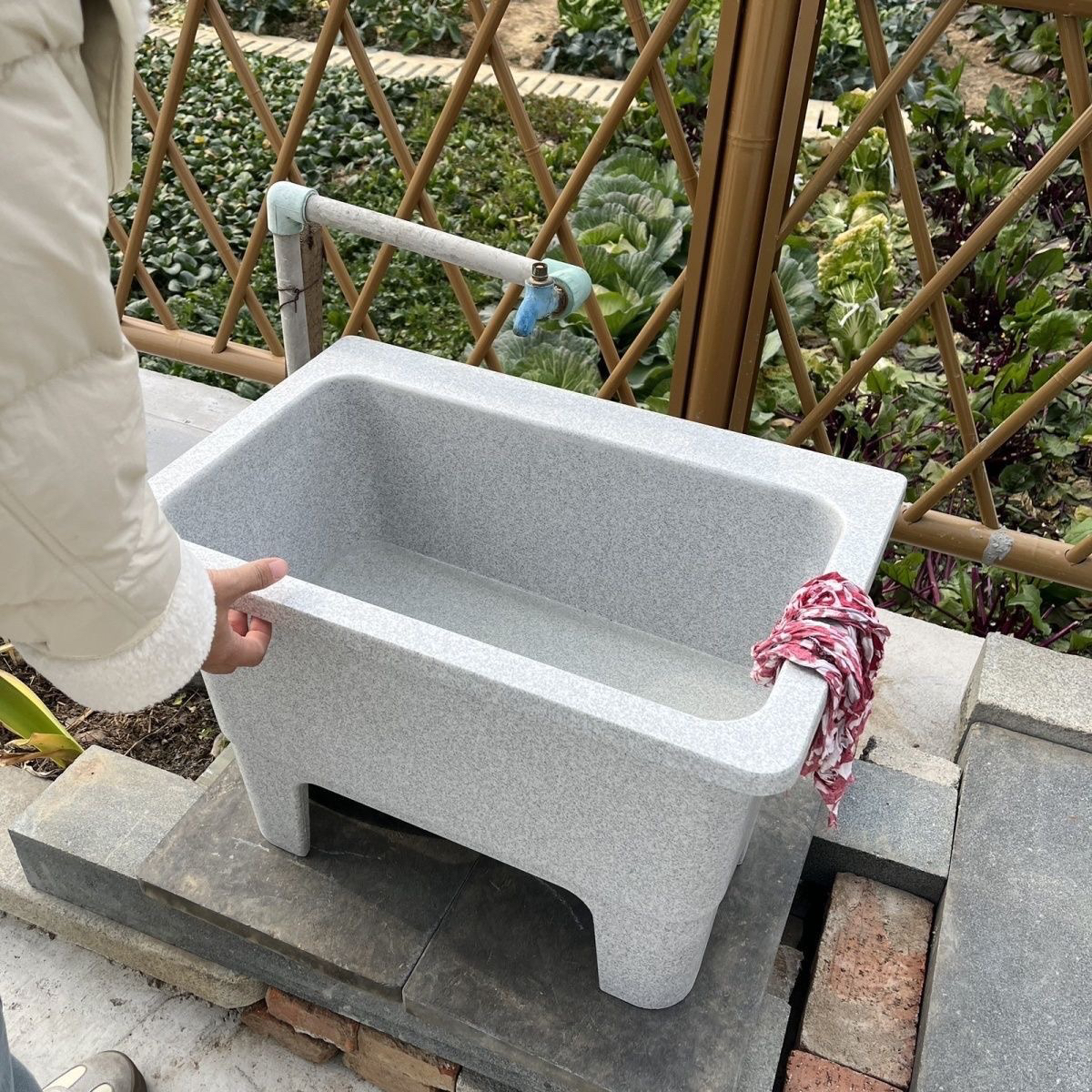 Quartz Stone Mop Sink for Balcony, Courtyard, Indoor Mop Basin, Bathroom Mop Sink, Thickened Household Use