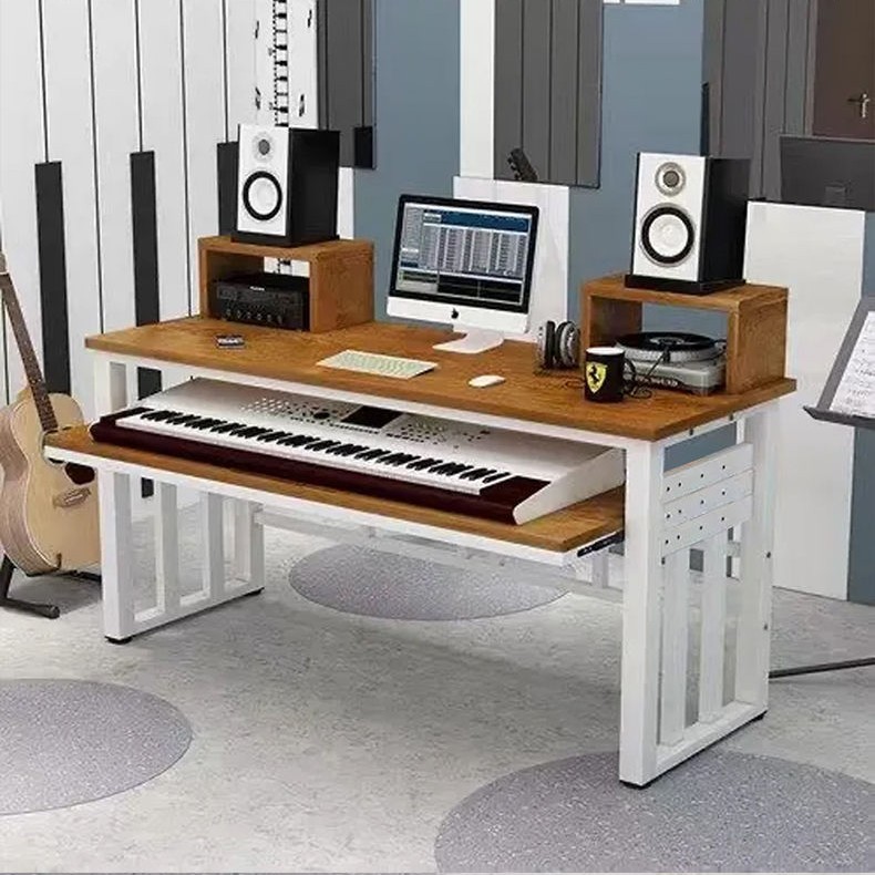Современный простой стол для электронного клавишного инструмента, рабочий стол для музыкального аранжирования, стол для электронного клавишного инструмента, учебный стол, подставка для клавиатуры, компьютерный стол, двухъярусный