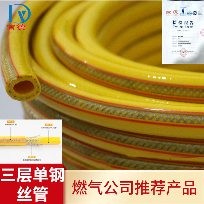 Взрывозащищенная газовая труба с металлическим тросом трехслойная газовая труба с металлическим тросом для газового водонагревателя шланг для плиты