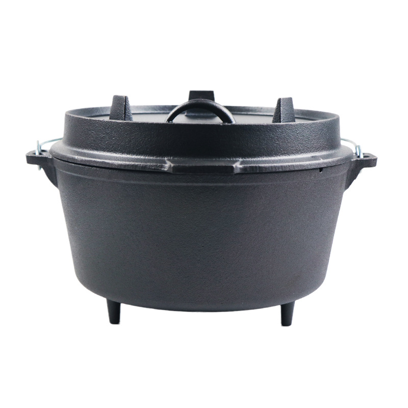 Hebei Factory Export Quality Camping Cast Iron Pot Dutch Pot Outdoor Large Hanging Pot Raw Iron Pot Open Fire Bonfire