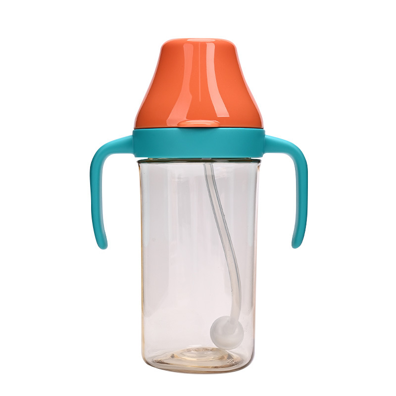 Newborn flip cup to drink milk to drink water a bottle of dual-purpose straw bottle fall resistant high temperature resistant bottle in stock wholesale