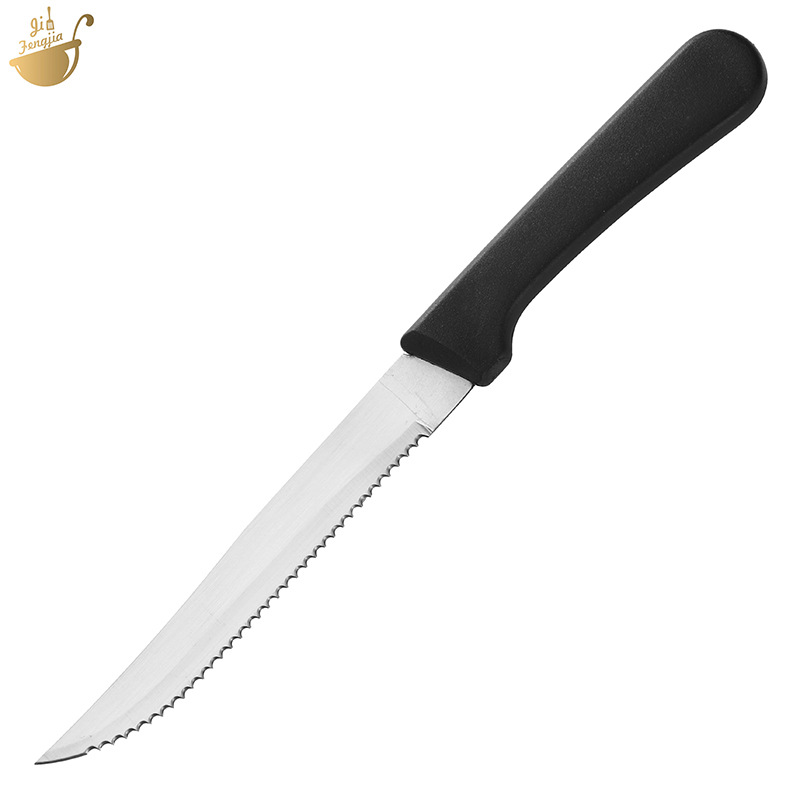 In stock stainless steel steak knife black plastic handle steak knife fine serrated knife steak knife Amazon
