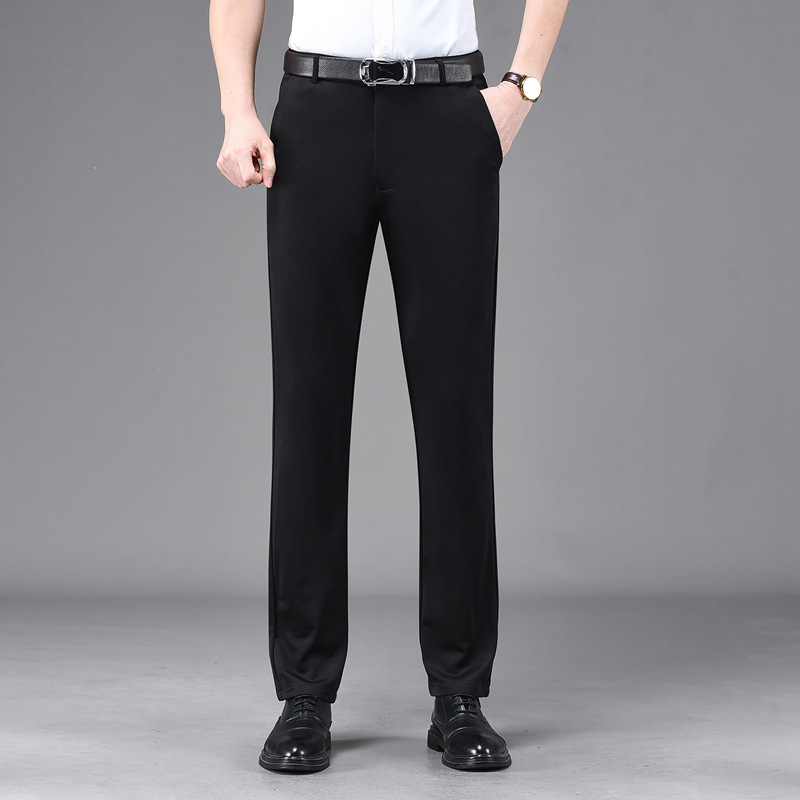 Business Casual Pants for Men, Straight-Leg Formal Wear, Men's Spring and Summer Loose Professional Non-Iron Long Pants, Stretch Suit Pants