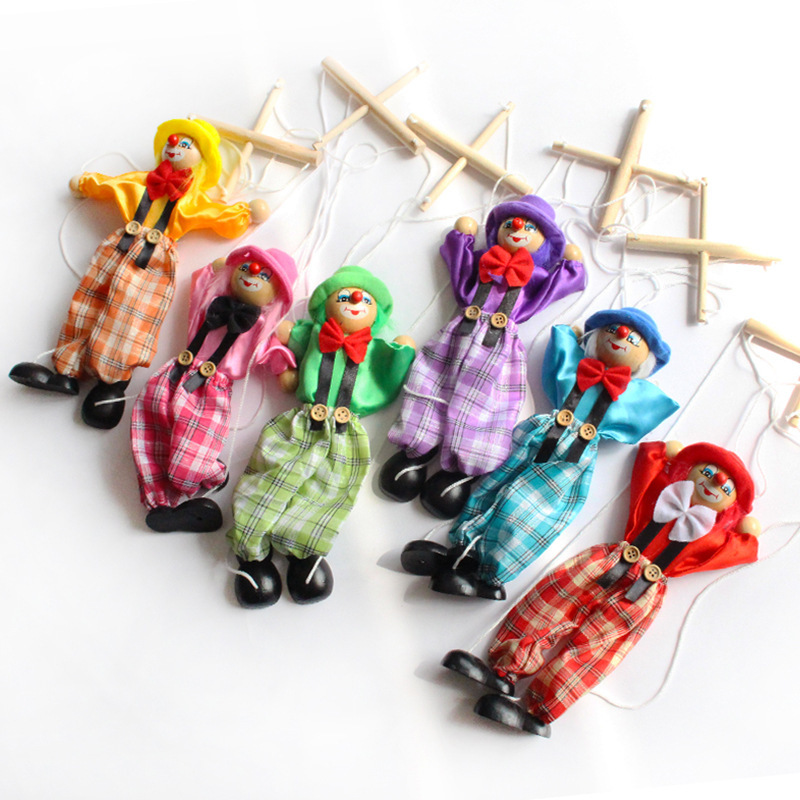 Puppet Children's Clown Pull Line Shadow Puppet People's Crafts Stall Toys Wooden Pull Line Children's Small Toys