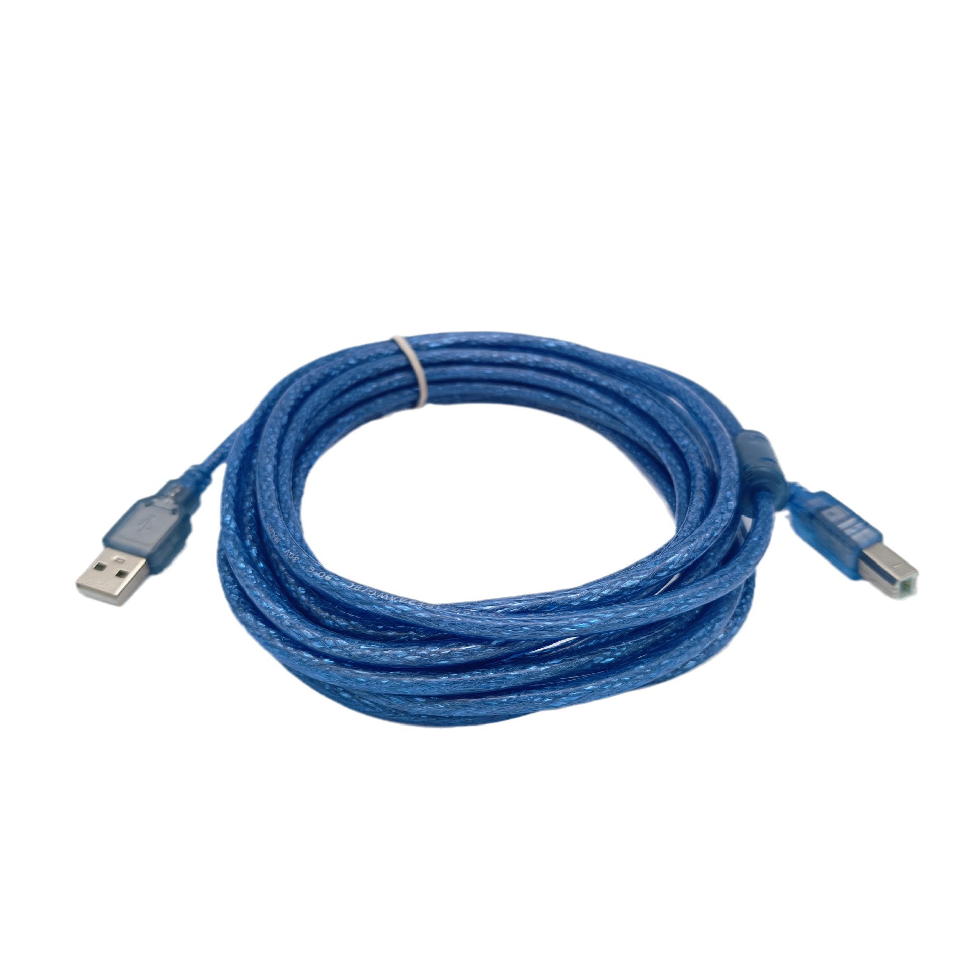 USB Printing, USB Square Port, USB Data Cable, USB A/B 3m , Copper Core, Transparent Blue