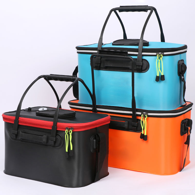 Fishing bucket wholesale thickened fishing box eva live fish bucket foldable with shoulder strap portable bucket sea fishing gear bucket