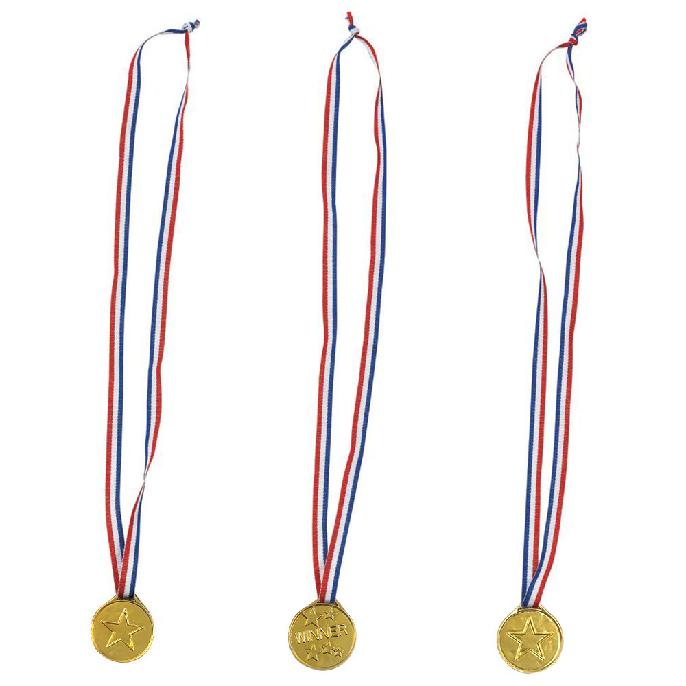 Children's Plastic Medal Sports Meeting Golden Star Electroplated Tag Toy Five-star Medal Cross-border Party Small Gift