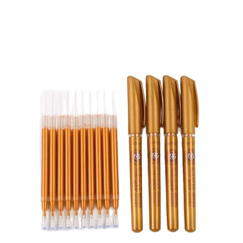 Golden Pen Refill Sandalwood Copybook for Meditation and Calligraphy Practice, Gold Hard Pen for Copying, Gold Pen for Handwritten Manuscripts