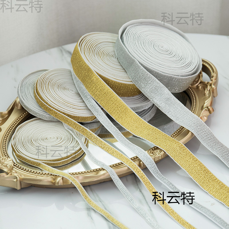 0.7/1.0/2.0/2.5/3.0cm Gold/Silver Onion Belt Gold Thread Silver Thread Elastic Elastic Band Manufacturer Supply