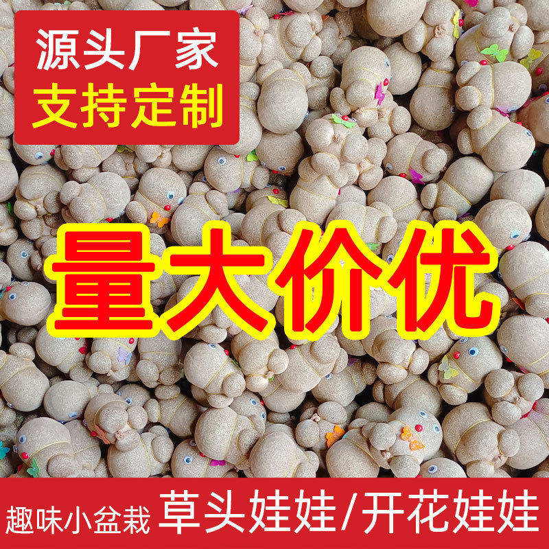 Кукла с травяной головой, оптовая продажа, длинная травяная кукла, цветущая кукла, маленькие горшечные зеленые растения для детей, гидропонные растения, подарки из магазина за два юаня