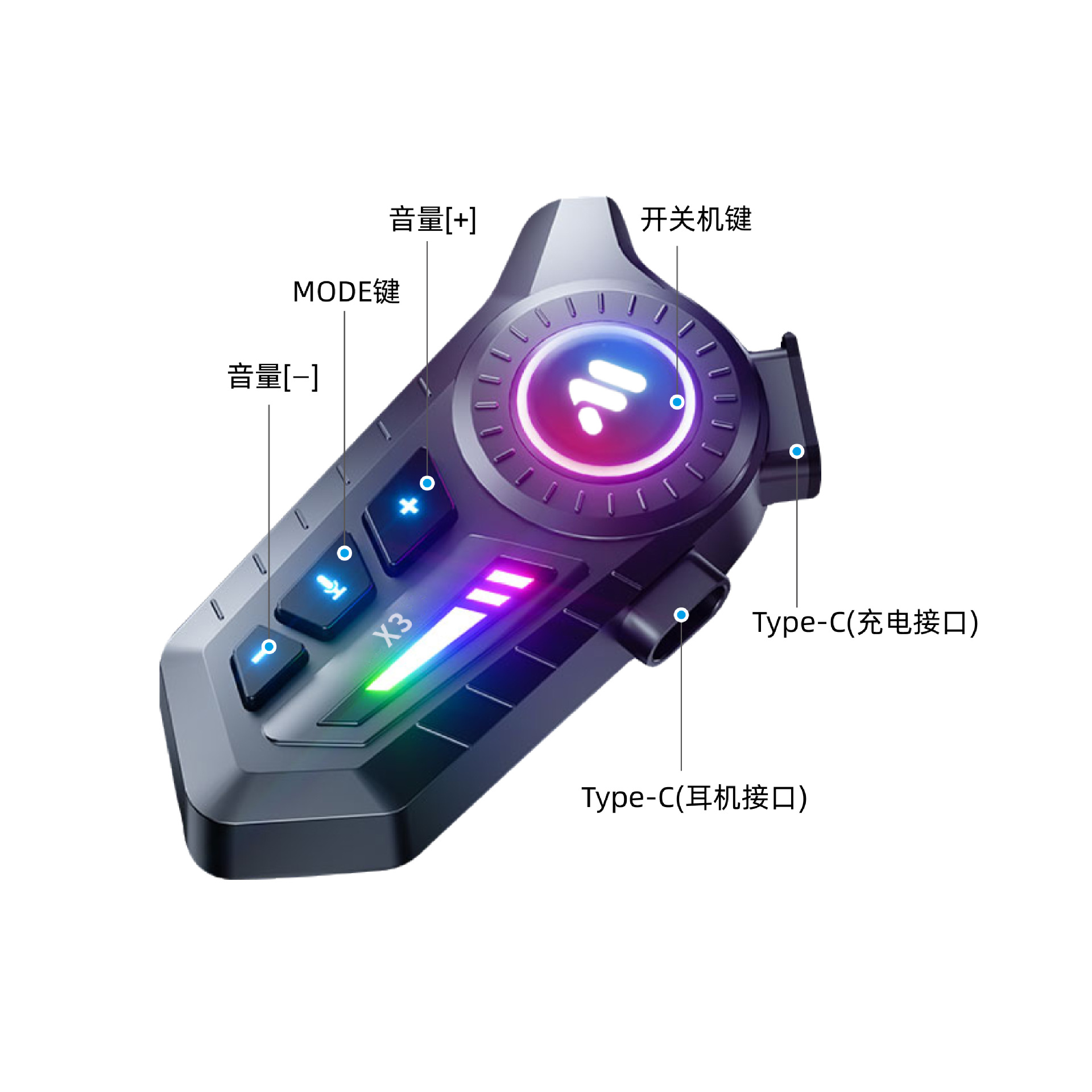 Helmet Bluetooth Headset Motorcycle Cross-Border X3Pro Motorcycle Ultra-Long Battery Life Wireless Headset Cycling Listening to Music Waterproof