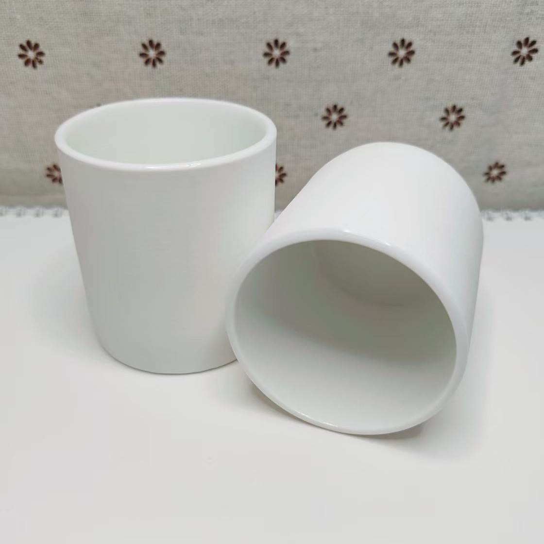 in stock white ceramic pudding cup frosted surface Japanese dessert pudding porcelain jar ceramic jar mousse cup sticker