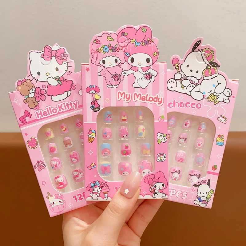 Children's Wearing Nail Pieces Kulomi Girl's Removable Funny Nail Stickers Cartoon Sanrio Toy Nail Stickers