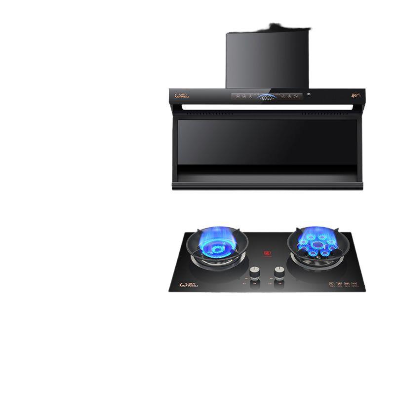 Powerful Genuine Top-Side Double Suction Range Hood Gas Stove Set Double Stove Household Package Combination Smoke Stove Two-Piece Set
