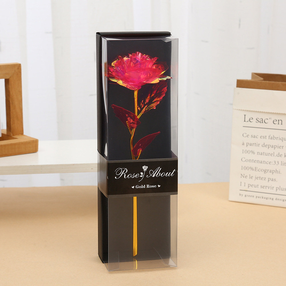 Creative Valentine's Day Gift Colored Gold Colorful Gold Foil Flower New Tanabata Gift Gift Box Simulation Rose