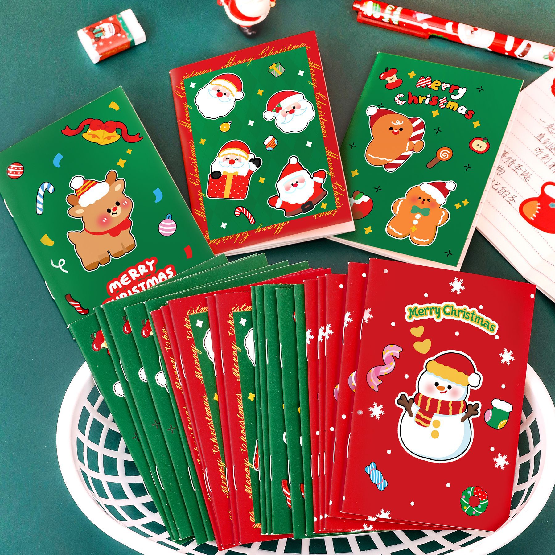 Cross-Border Christmas 64K Small Notebook Whole Class Reward Stationery Gift Cartoon Notepad Student Christmas Notebook