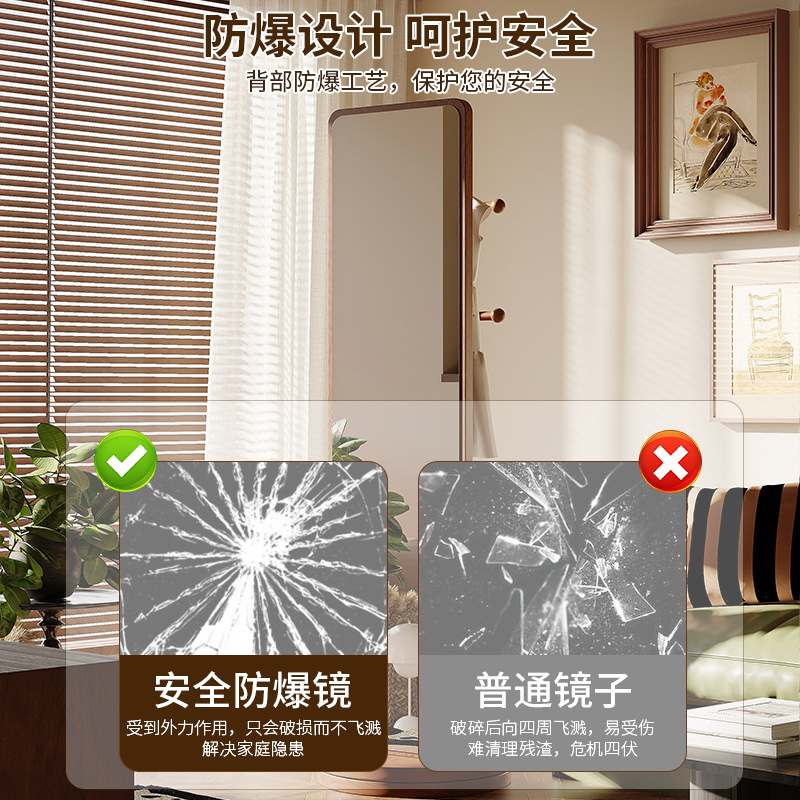 Rotating Full-length Mirror Floor Mirror Household Bedroom Movable Fitting Large Mirror with Hanging Coat Rack Integrated Dressing Mirror