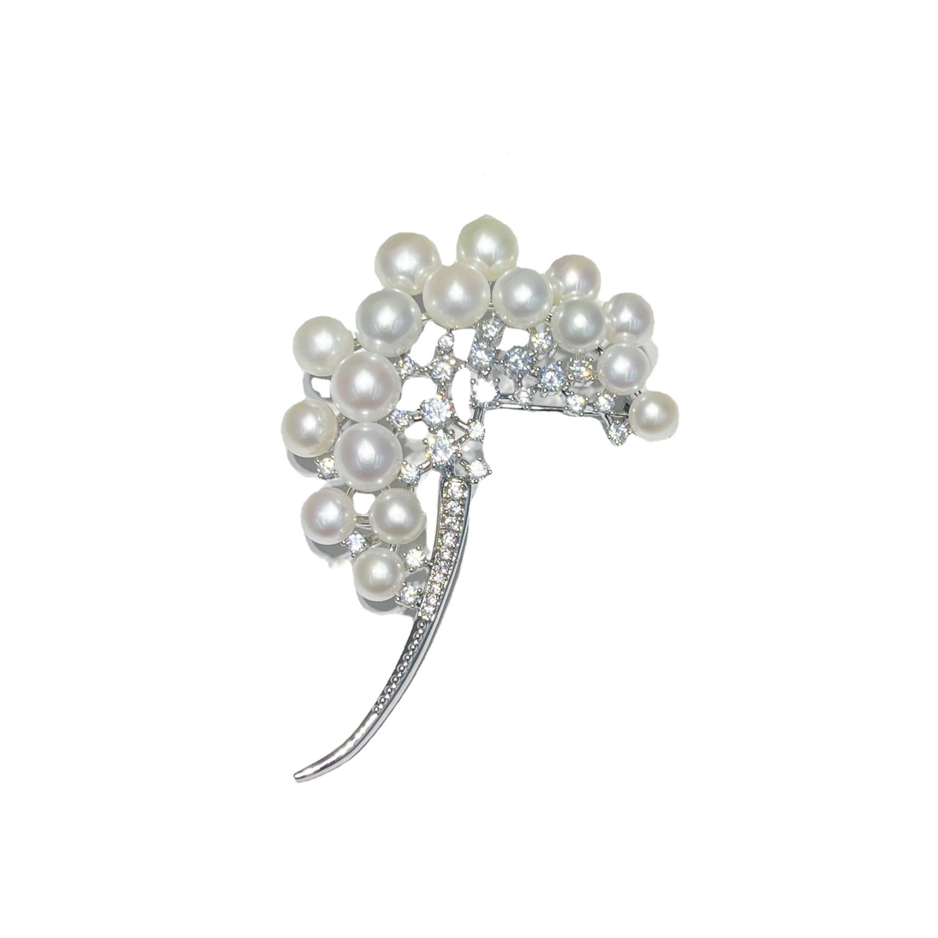 Elegant temperament ins style dandelion multi-bead tian Ran freshwater pearl brooch girl's raw clothes corsage