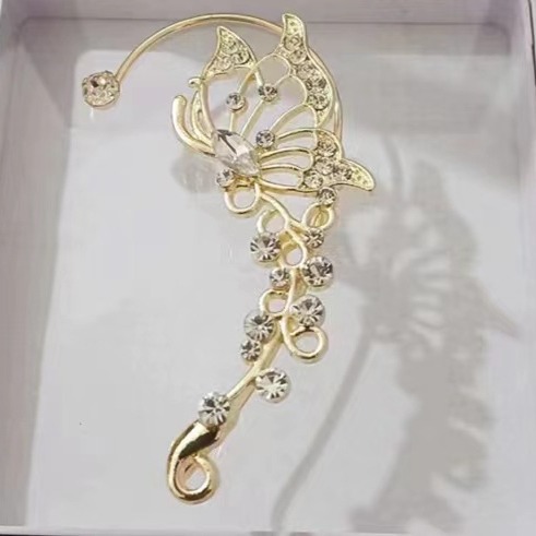 Cross-border zircon hollow butterfly ear clip one-piece non-pierced earrings niche temperament female earrings wholesale