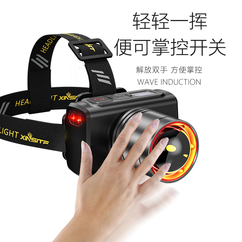 Head-mounted outdoor lighting flashlight super bright cross-border intense white laser long-range intelligent induction focusing intense headlight