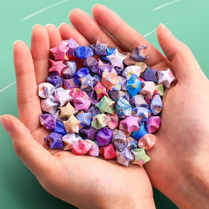 Luminous star paper folding gradient cartoon beautiful lucky star five-pointed star note handmade folding small star special