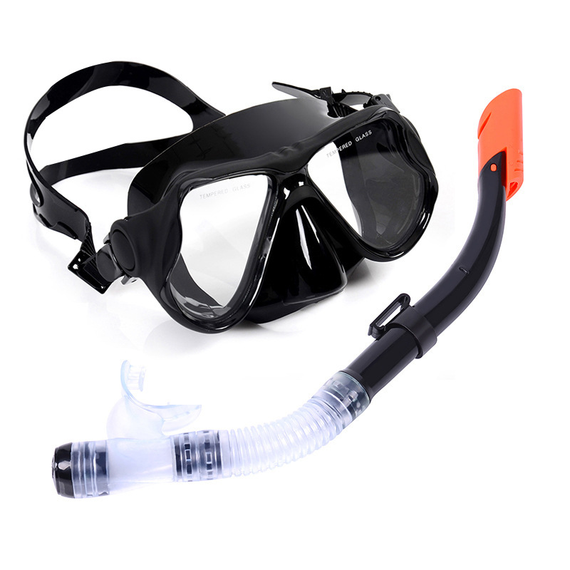 Набор маски для подводного плавания с закаленным стеклом и полусухой трубкой для сноркелинга