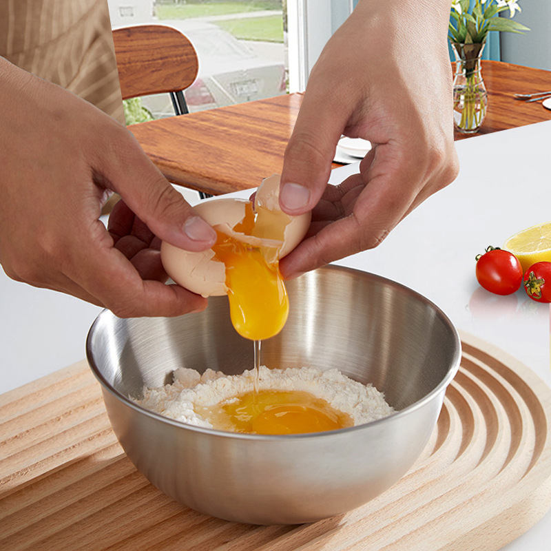 Чаша для выпечки из нержавеющей стали с шкалой, утолщенная, круглая для салата