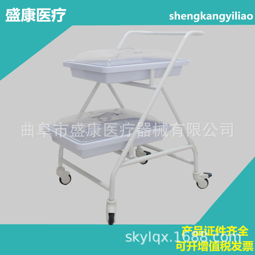 Medical Endoscope Transfer Cart Gastrointestinal Endoscope Fiber Optic Cart Stainless Steel Instrument Cart Polymer Tray Colonoscope