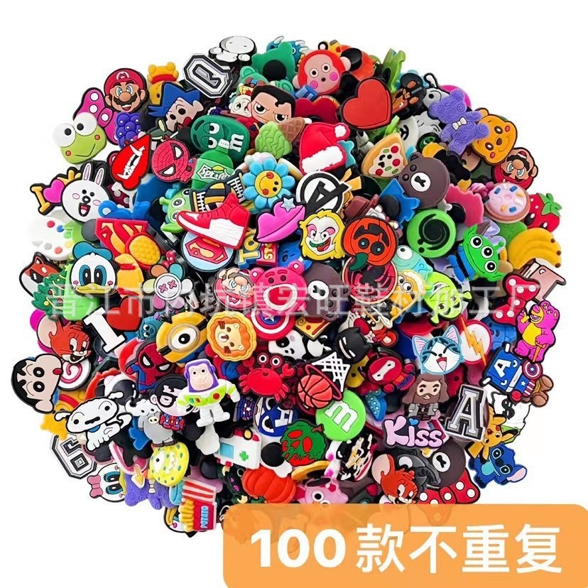 Random 100 shoes flower broken hole shoes shoes flower accessories garden shoes buckle cute cartoon DIY decorative buckle