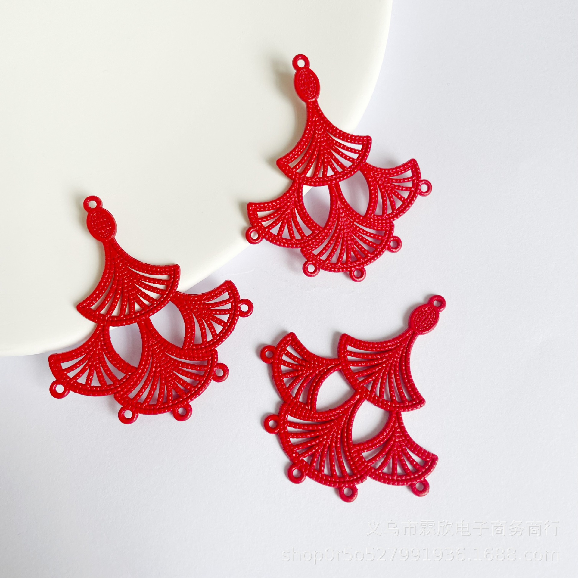 Alloy electrophoresis New Year festive red tassel pendant DIY antique hairpin hair accessories wedding material accessories