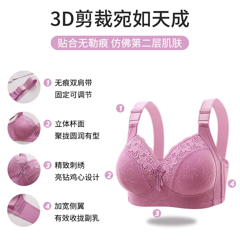 Factory Outlet Cross-border New Year of Life Big Red Lace plus size Underwear No Steel Ring Thin Cup Bra