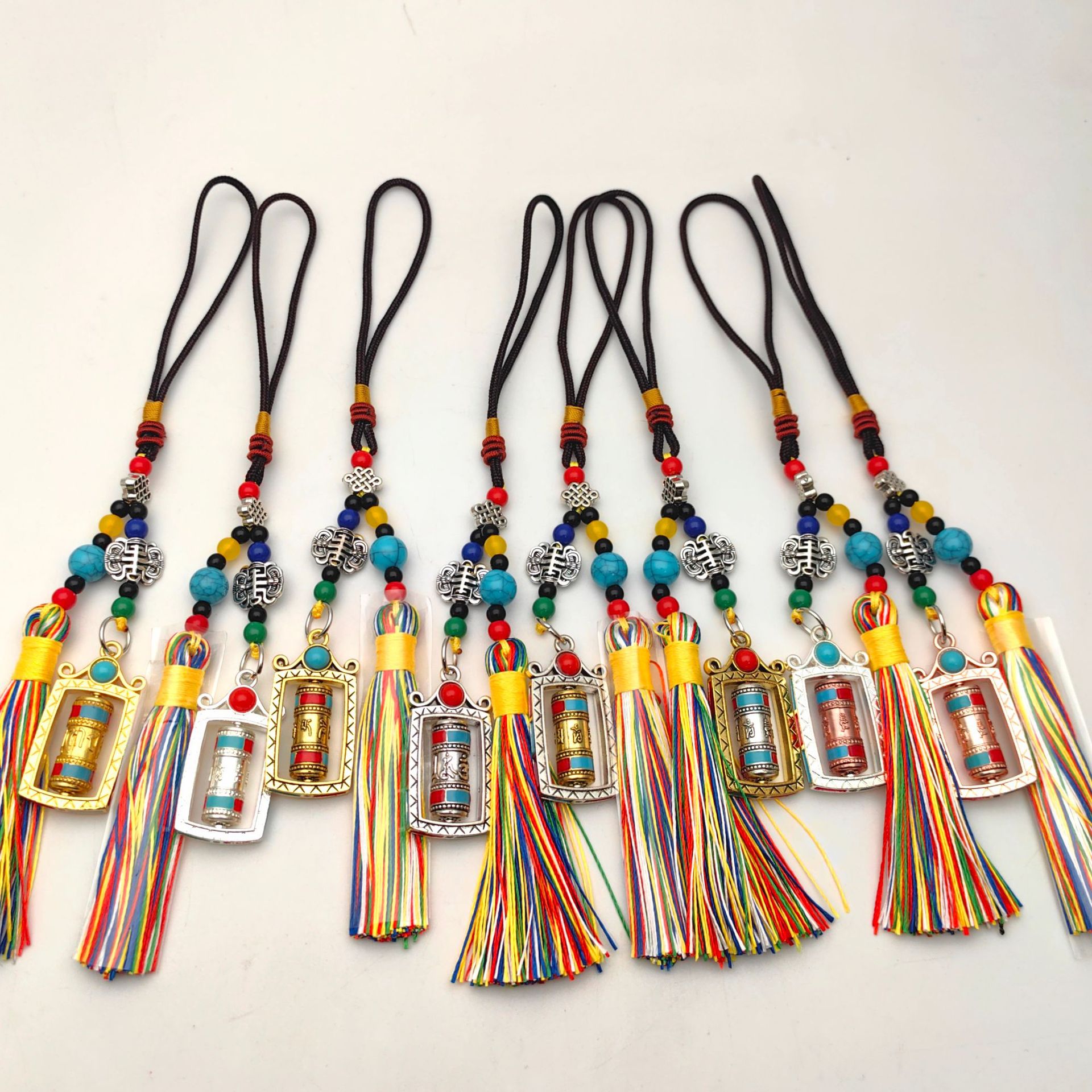 Xizang Jewelry Tantric Small Warp Wheel Warp Wheel Colorful Ear Small Pendant Car Hanging Bag Hanging Keychain Pendant