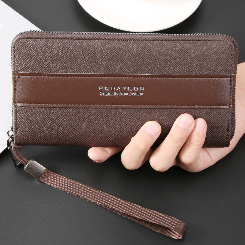 Cross-Border Wallet New Men's High-End Mobile Phone Bag Zipper Palm Print Multi-Card Slot Coin Purse Men's Card Holder Business