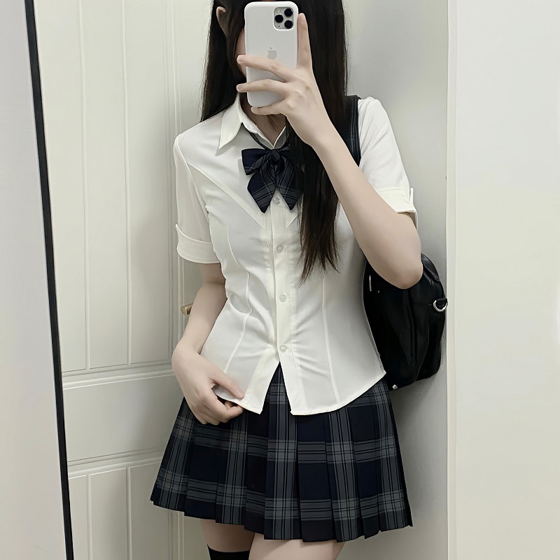 Original Genuine Spring and Autumn School Supply Sense jk Uniform Paid Skirt Skirt Women's College Style Embroidered Shirt with Tight Waist