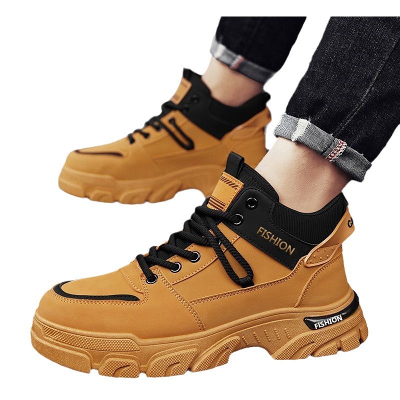 Boots Men's Shoes 2025 New Autum Non-Slip Waterproof Wear-Resistant Work Boots Men's Outdoor High-Top Sports Sneakers