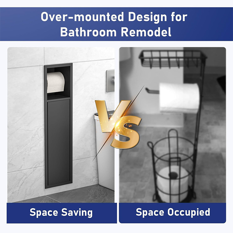 Cross-Border Bathroom Stainless Steel Toilet Cabinet, Metal Storage Cabinet, Tissue Holder, Toilet Brush, Niche Rack, Minimalist Style