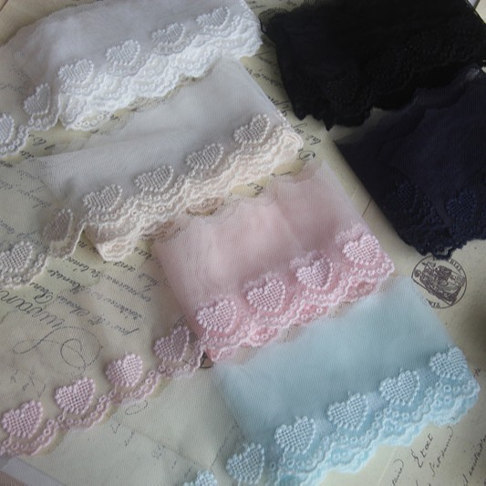 Wholesale in stock handmade DIY accessories Japanese cotton mesh cotton thread heart-shaped mesh embroidery lace width 6cm