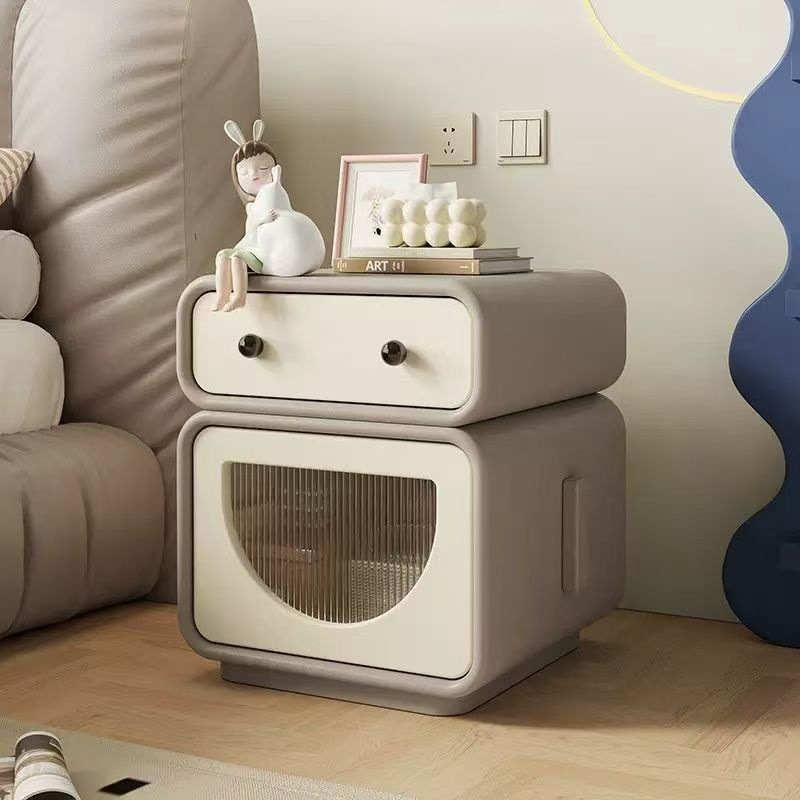 Cream Solid Wood Bedside Table Children's Robot Modern Creative French Side Cabinet Simple Living Room Bedroom Storage Storage